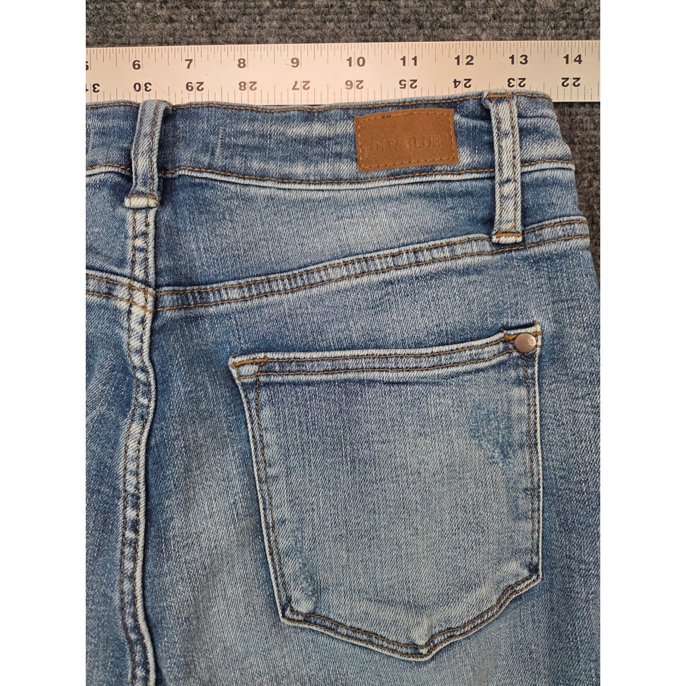 Judy Blue Flare Jeans Womens 9/29 Light Wash Raw Hem High Rise Bell Bottom - Picture 4 of 7